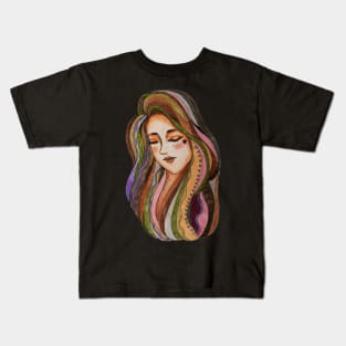 Female Portrait illustration by Pencil color Kids T-Shirt